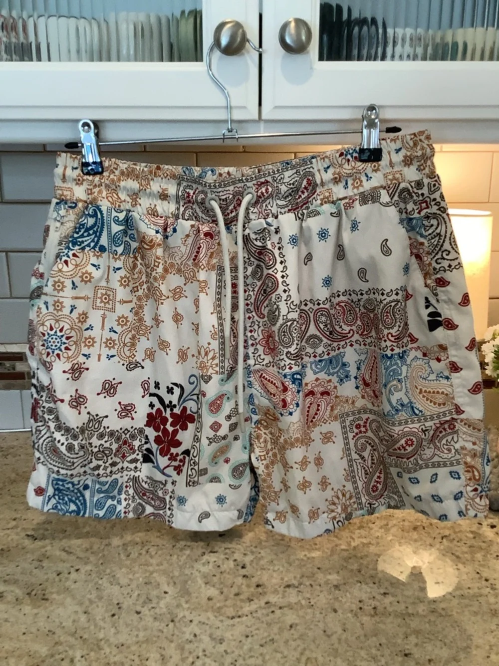Maison Article Paisley Patchwork Drawstring Hybrid Shorts Size Large